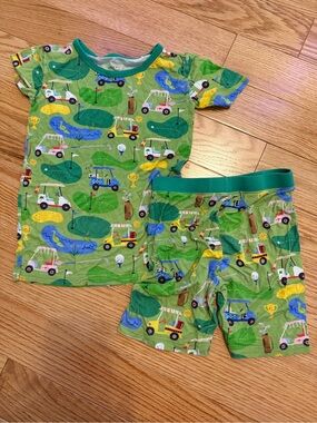 Little Sleepies Green Golf Course Print Kids Pajama Set